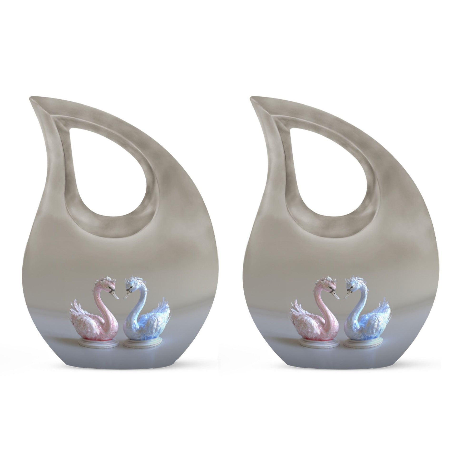 10-Inch Iridescent Swan Duo Memorial Urn 