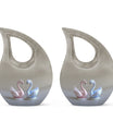 10-Inch Iridescent Swan Duo Memorial Urn 