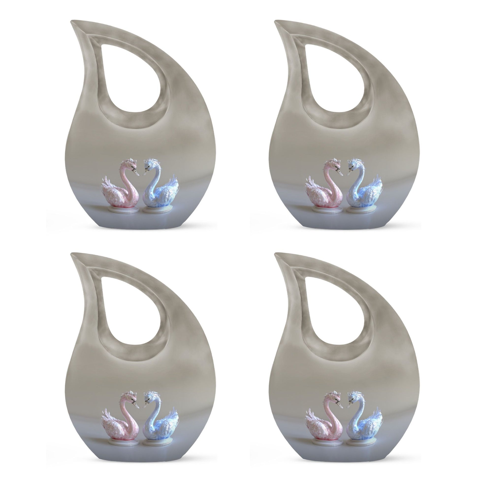 10-Inch Iridescent Swan Duo Memorial Urn 