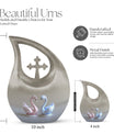 10-Inch Iridescent Swan Duo Memorial Urn 