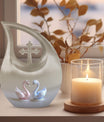 10-Inch Iridescent Swan Duo Memorial Urn 