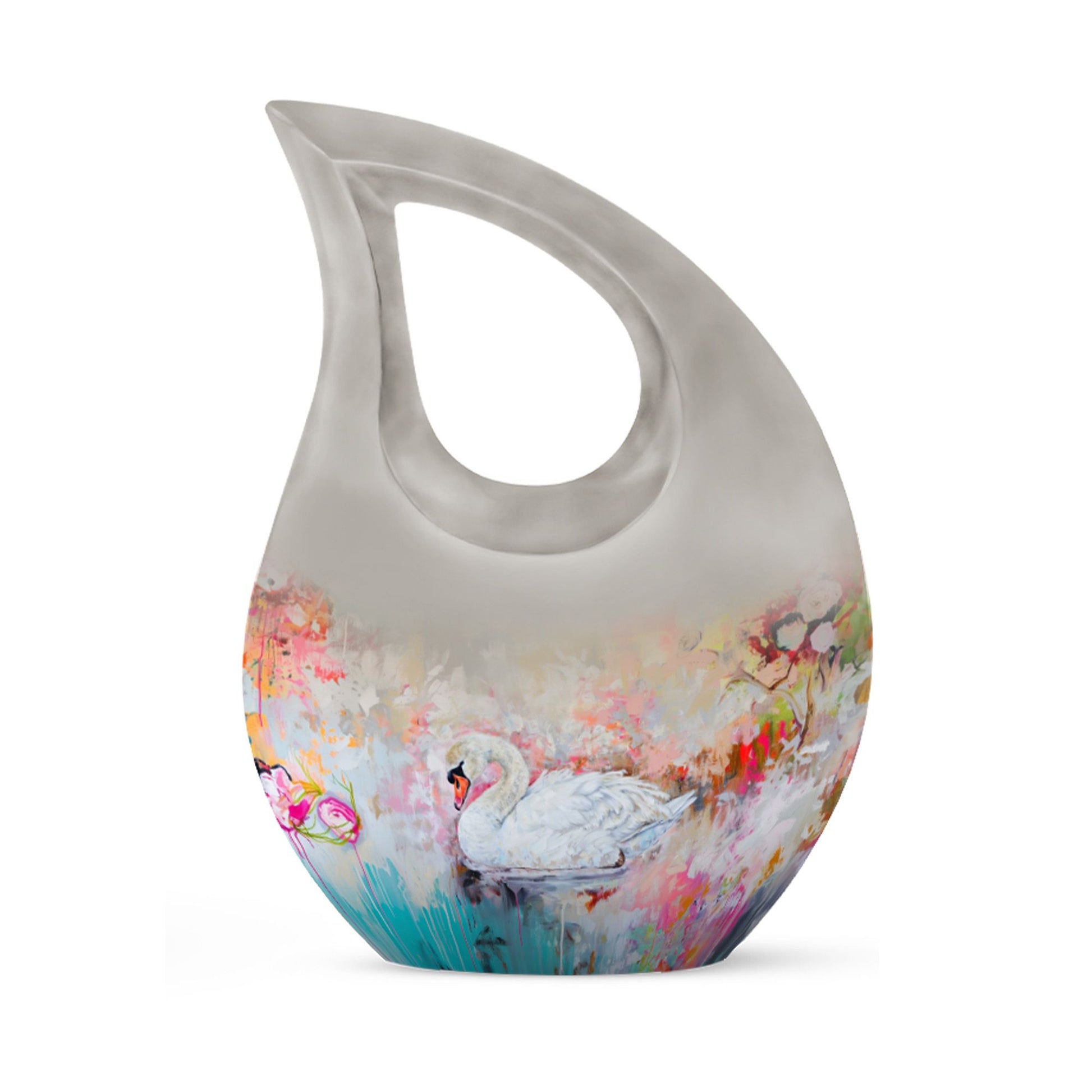 Vibrant Swan Elegance Urn in Cross Drop 