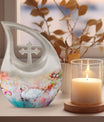 Vibrant Swan Elegance Urn in Cross Drop 