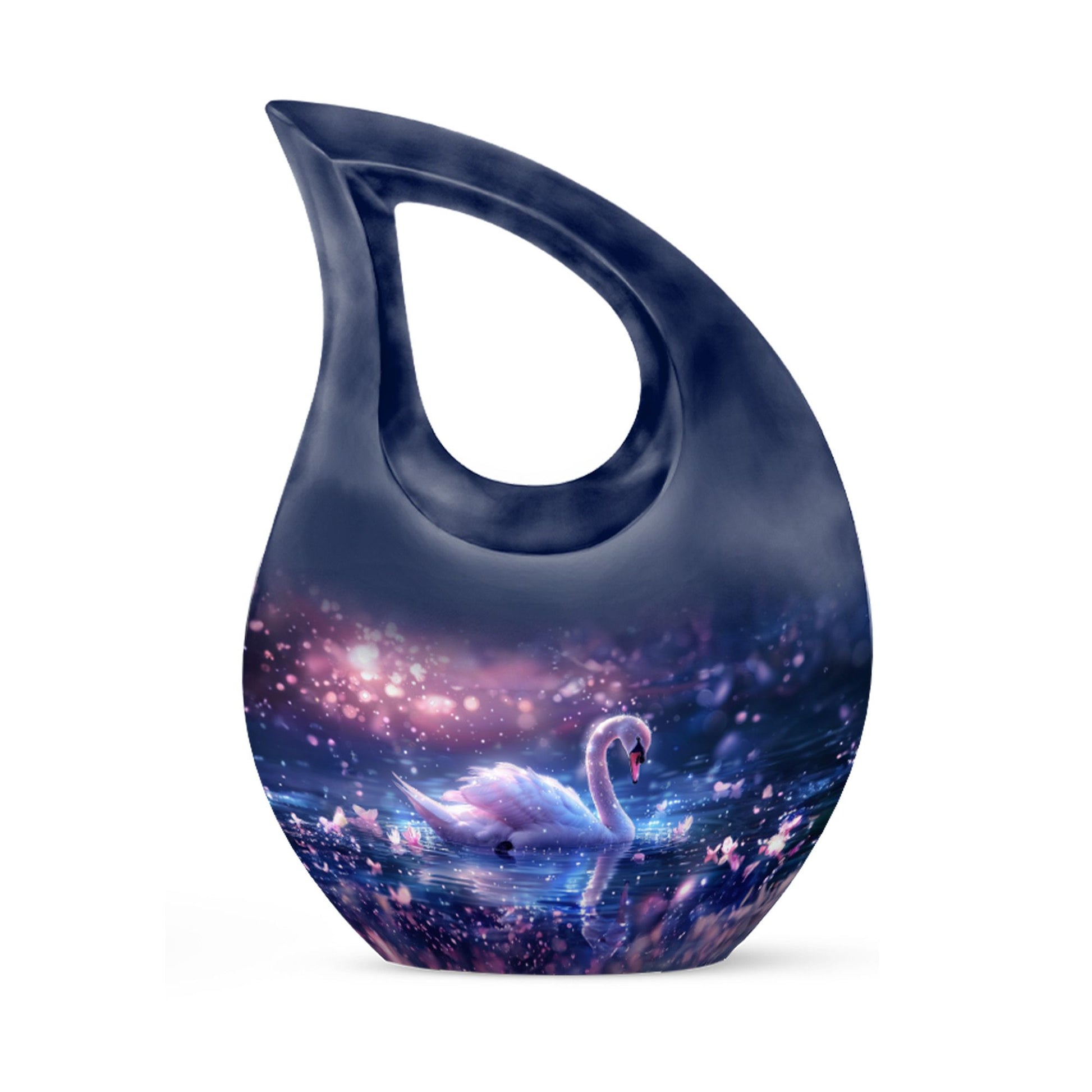 Dreamy Swan Nocturne Urn with Cross Drop design, 