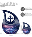 Dreamy Swan Nocturne Urn with Cross Drop design, 