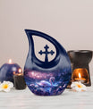 Dreamy Swan Nocturne Urn with Cross Drop design, 