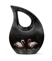 10-inch Crimson Splashed Swans Urn 