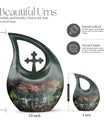 springtime swan reflection urn with cross drop design 