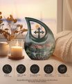 springtime swan reflection urn with cross drop design 