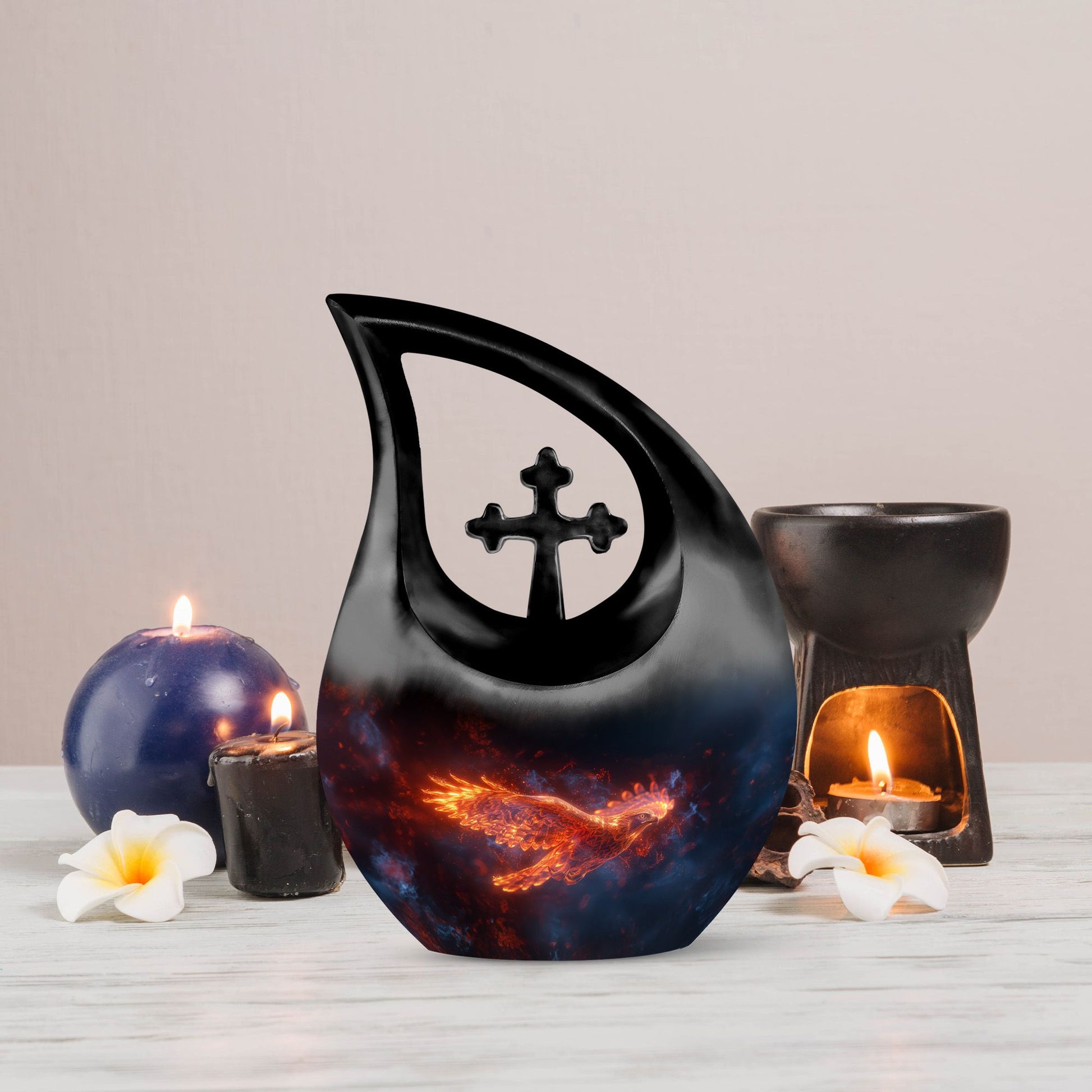 Phoenix Eagle Nebula Urn with Cross Drop design,