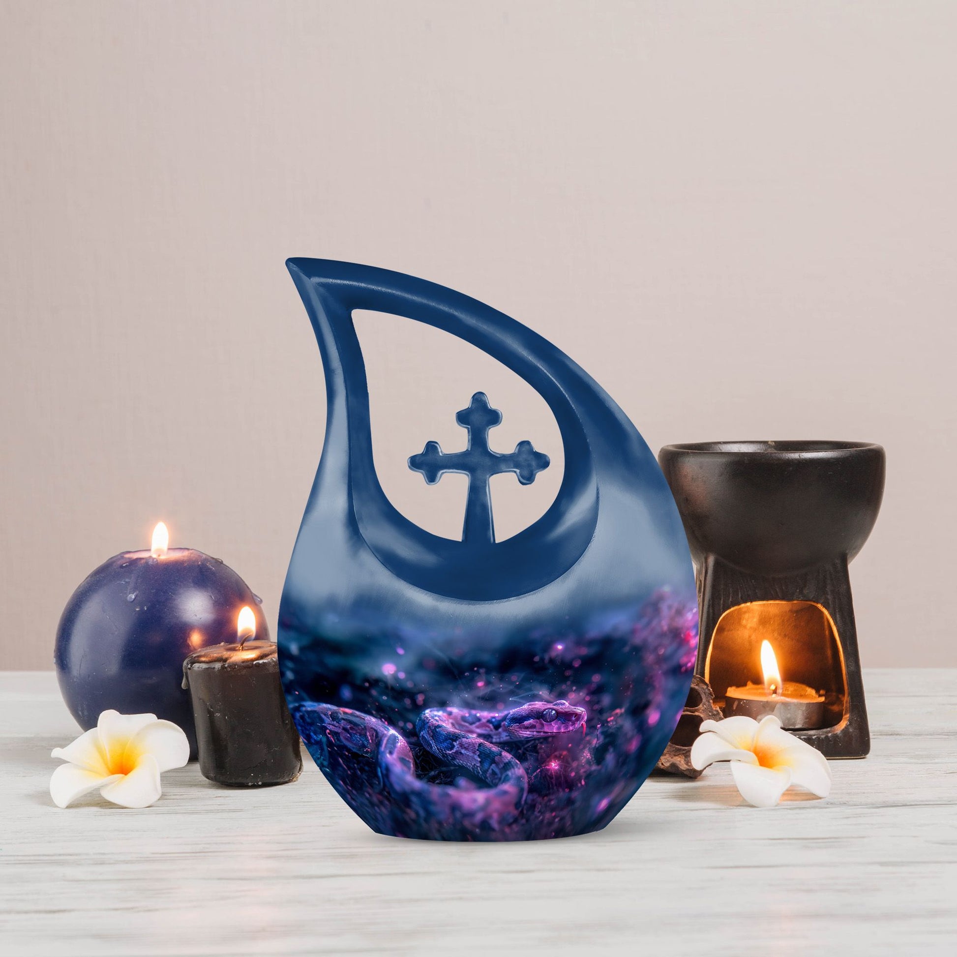 10-inch Cosmic Serpent Dream Urn, Cross Drop 