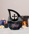 10-inch Cosmic Dragonfly Dance Urn, 