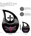 Starlit Ember Dragonfly Urn, 10-inch Cross Drop