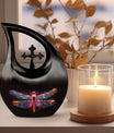 Starlit Ember Dragonfly Urn, 10-inch Cross Drop