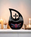 Starlit Ember Dragonfly Urn, 10-inch Cross Drop