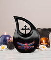 Starlit Ember Dragonfly Urn, 10-inch Cross Drop