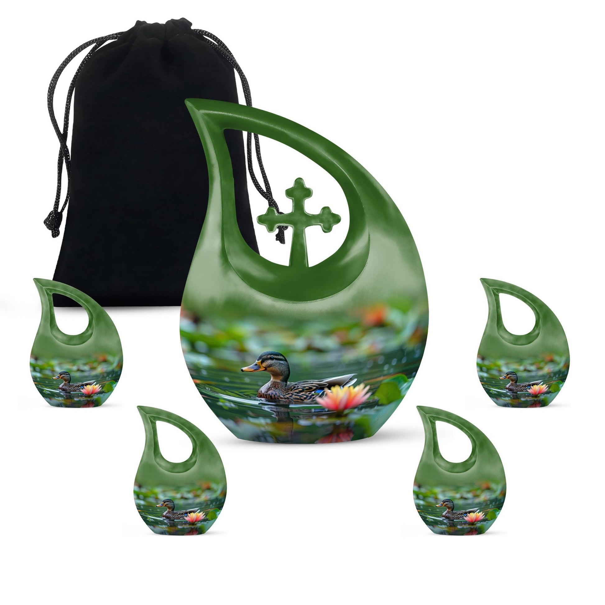 Aluminium Duck's Lotus Realm cremation urn, 