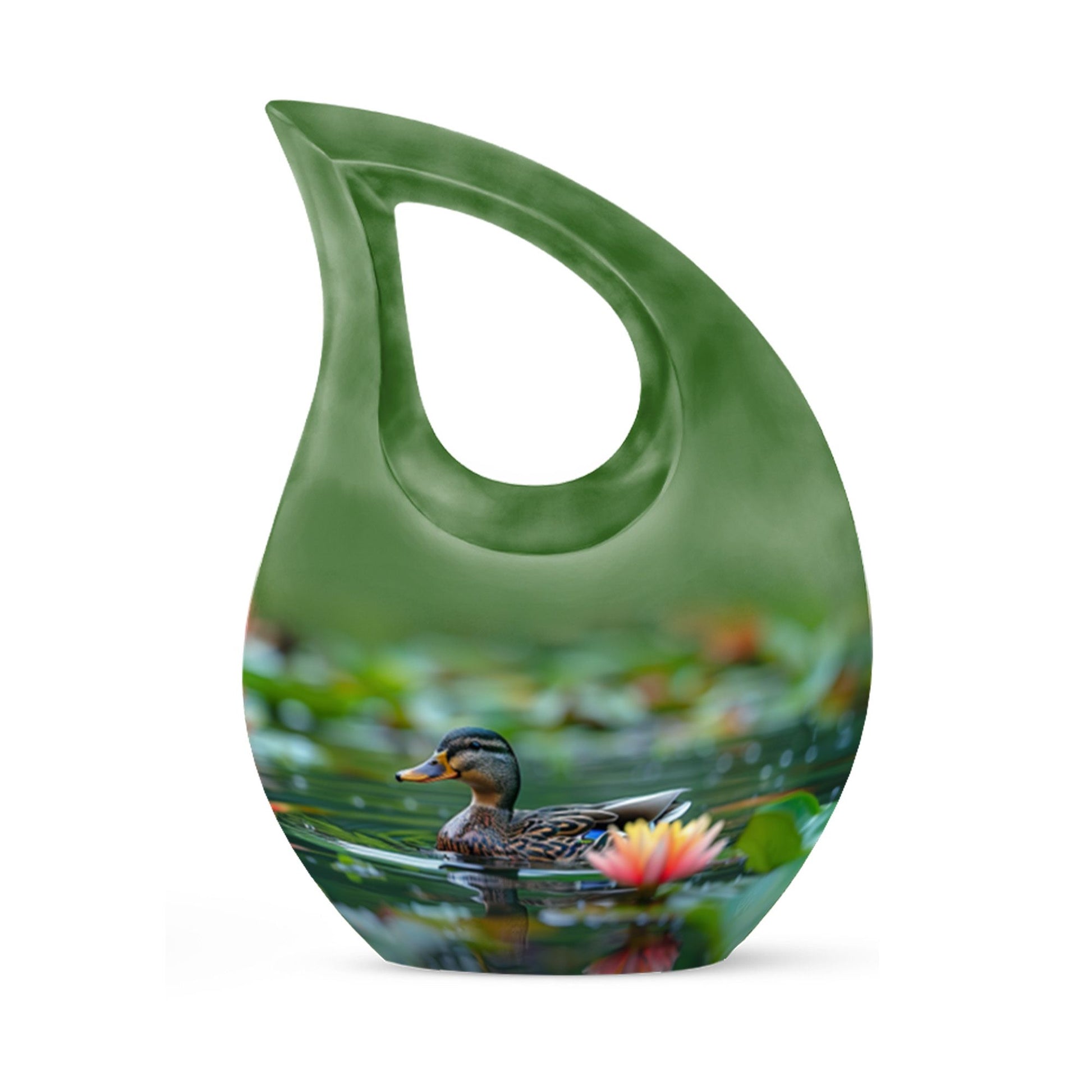 Aluminium Duck's Lotus Realm cremation urn, 