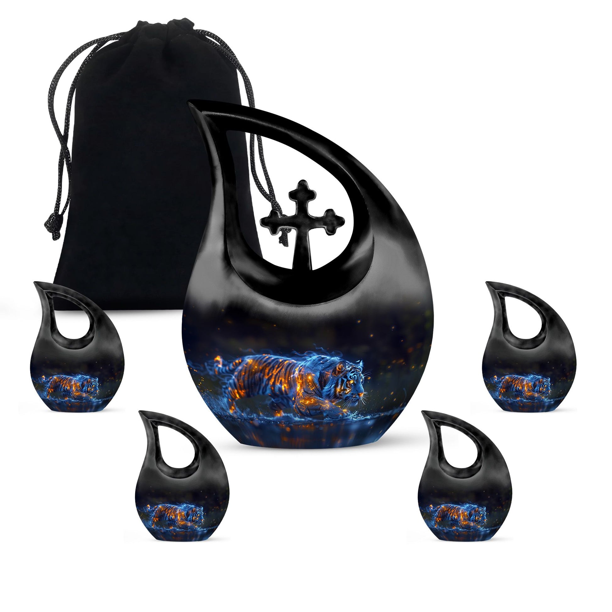 10 inch Cross Drop Aquatic Fire Essence Urn