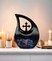 10 inch Cross Drop Aquatic Fire Essence Urn