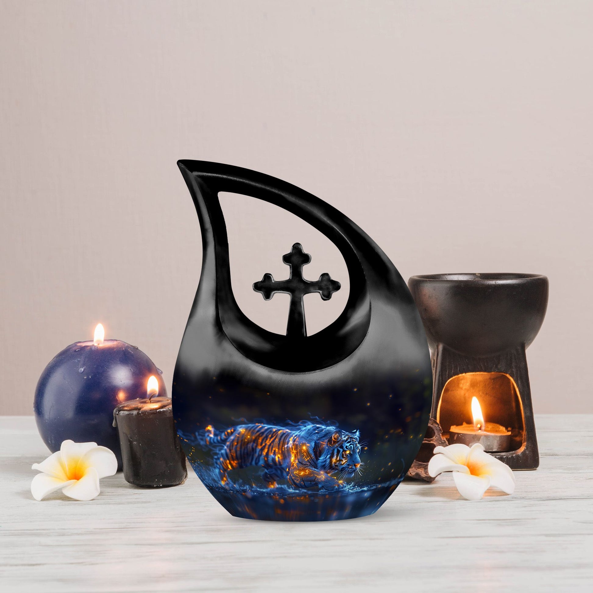 10 inch Cross Drop Aquatic Fire Essence Urn