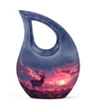 Crimson Twilight Vigil - Deer Urn Memorial, Funeral Cremation Urn