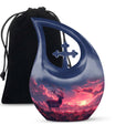 Crimson Twilight Vigil - Deer Urn Memorial, Funeral Cremation Urn