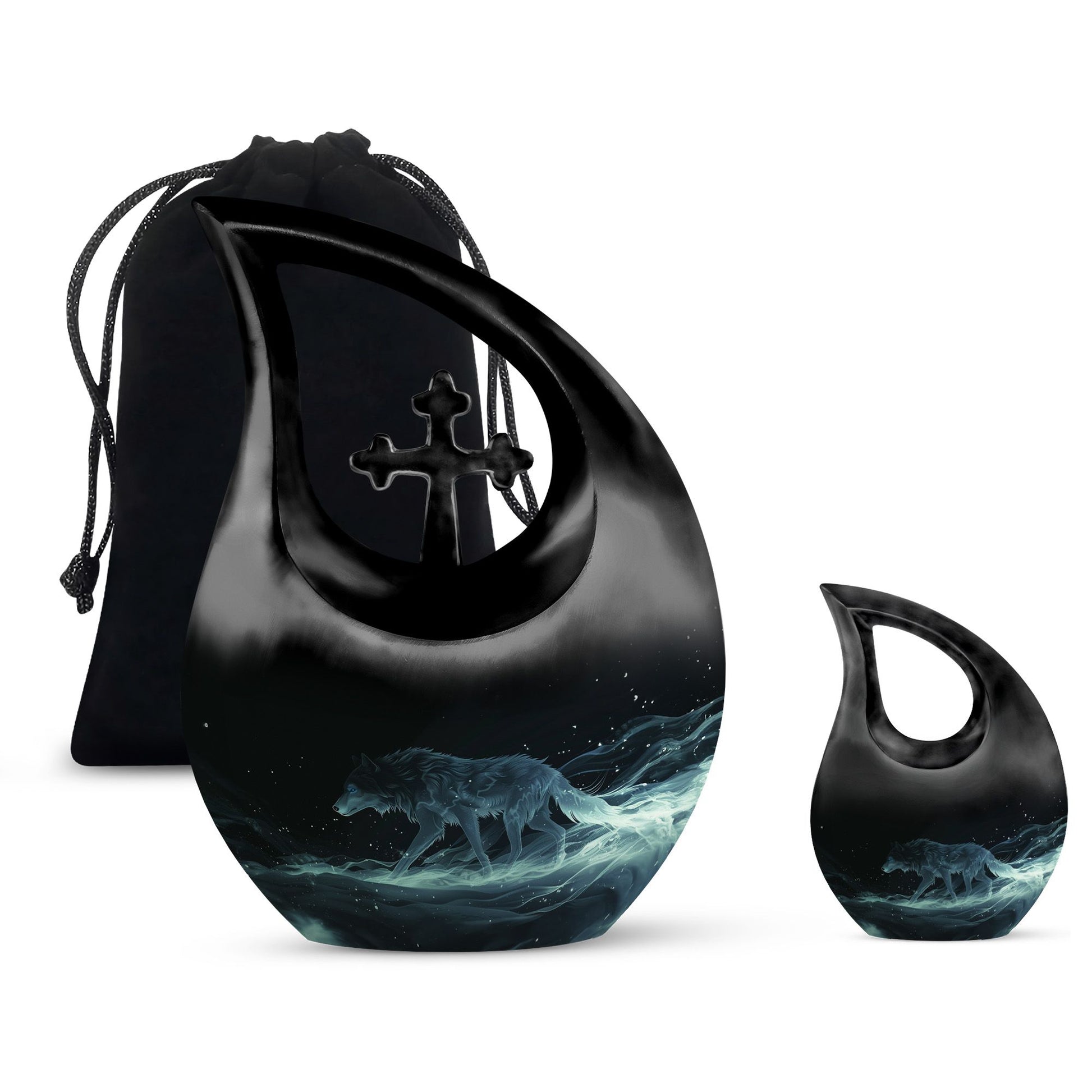 10-inch Celestial Wraith Wolf Urn 