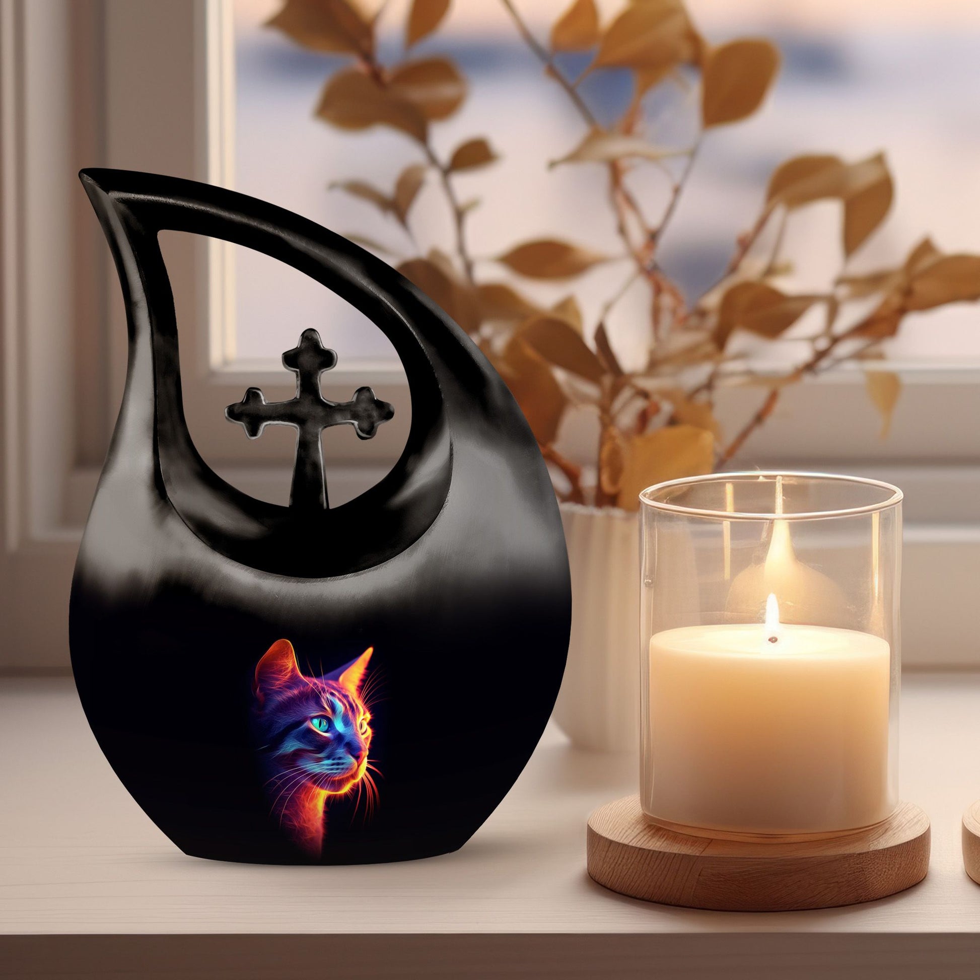 Glowing Cat memorial urn