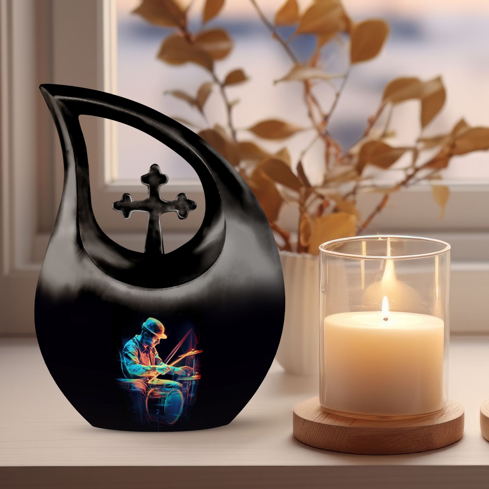 Luminous Drummer Silhouette Urn