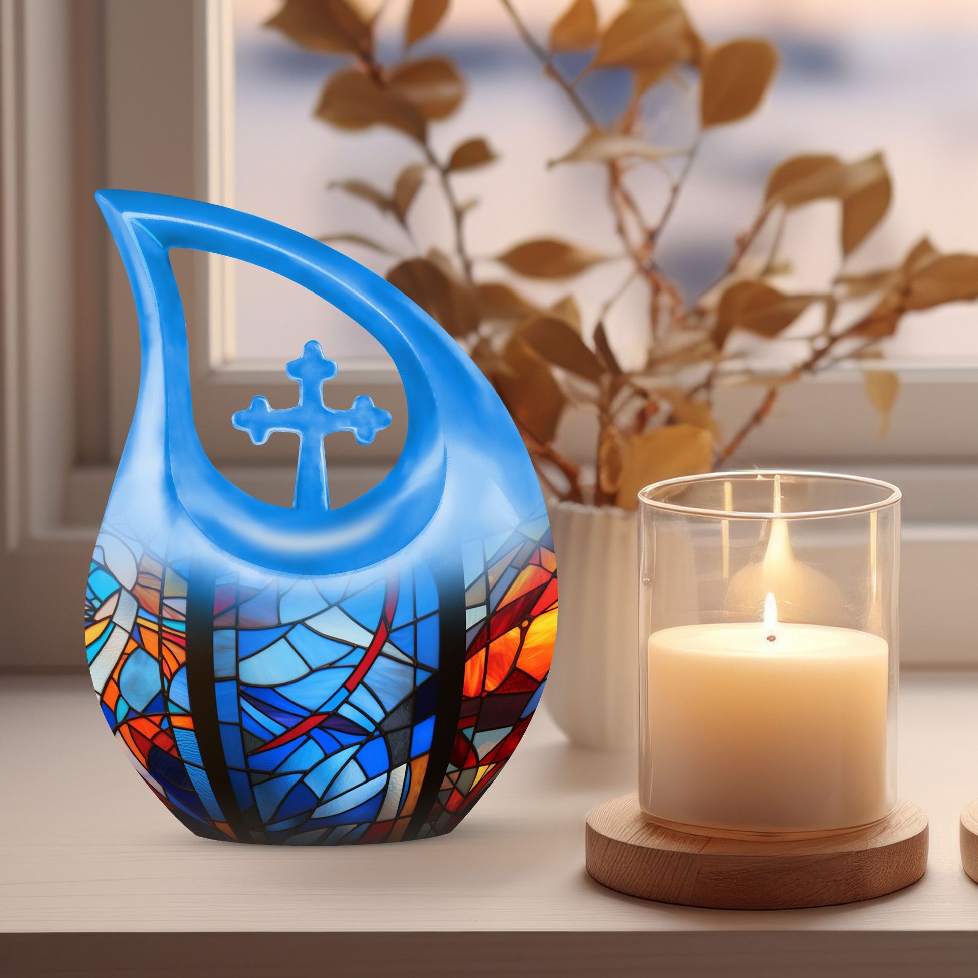 10-inch Stained Glass urn