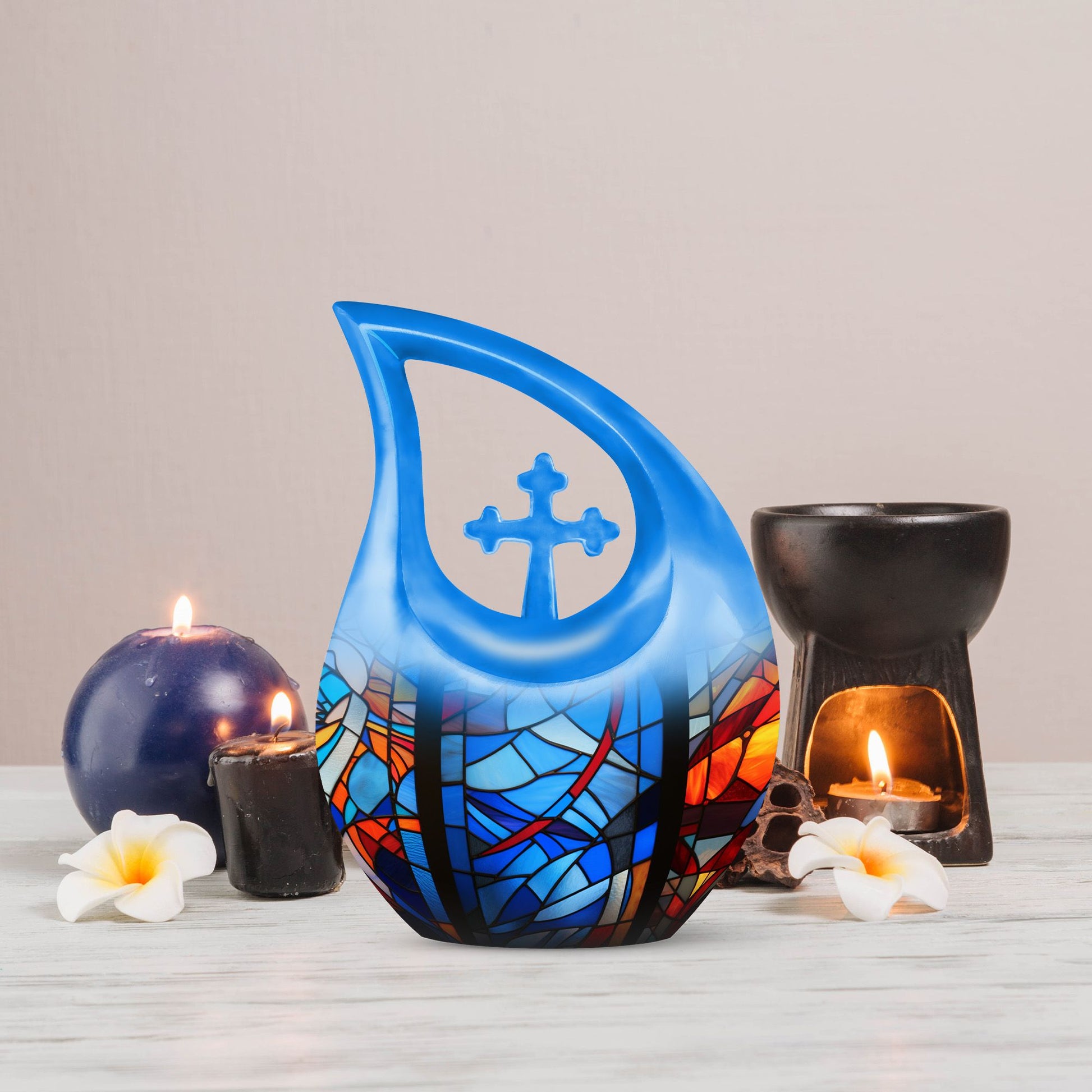 10-inch Stained Glass urn