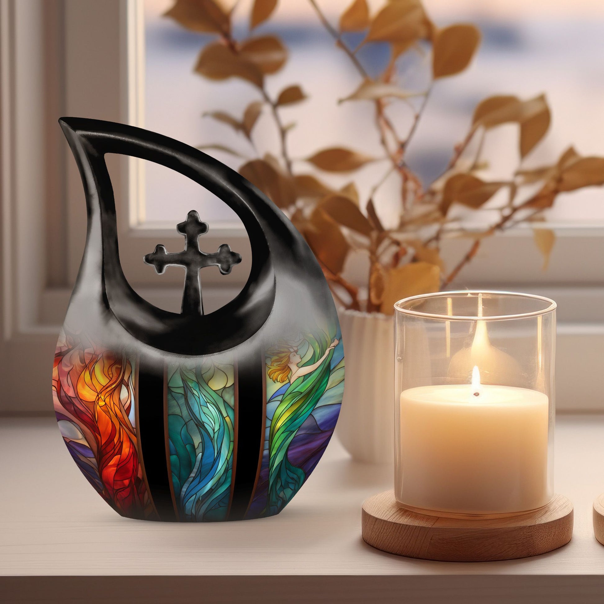 10-inch Stained Glass Urn