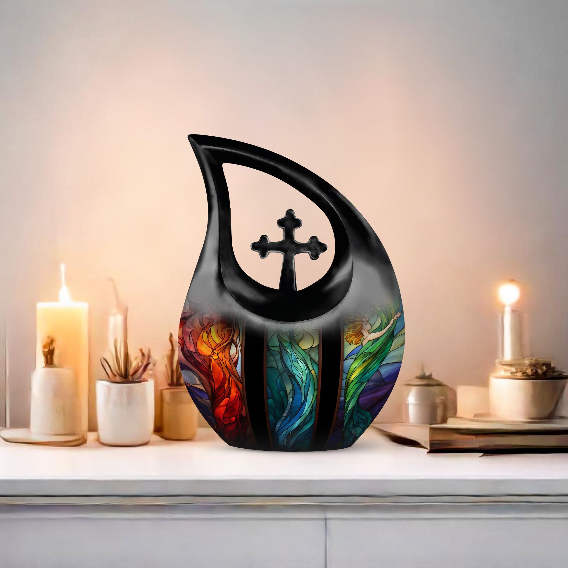 10-inch Stained Glass Urn