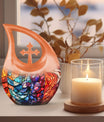 10-inch Stained Glass Cross Drop Urn,