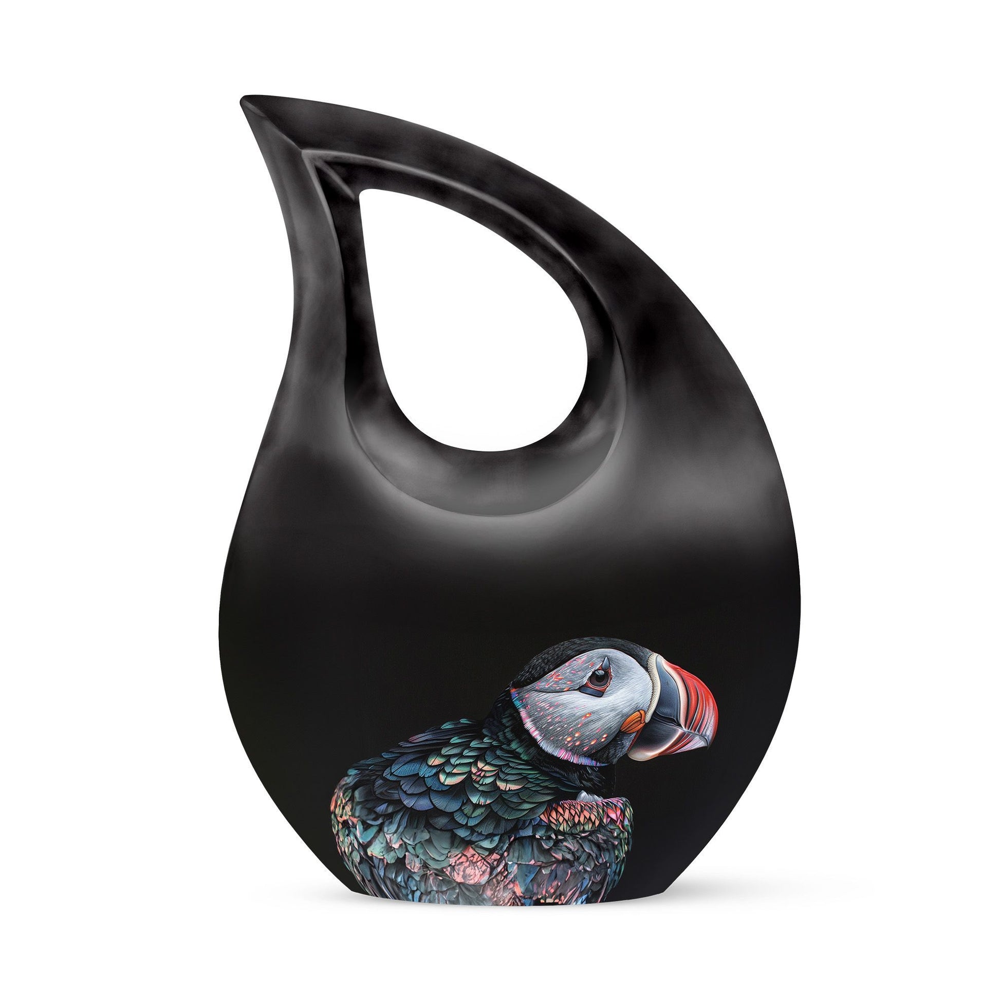 10-inch Puffin Bird Themed Cross Drop Cremation Monument Urn