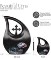 10-inch Puffin Bird Themed Cross Drop Cremation Monument Urn