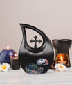 10-inch Puffin Bird Themed Cross Drop Cremation Monument Urn