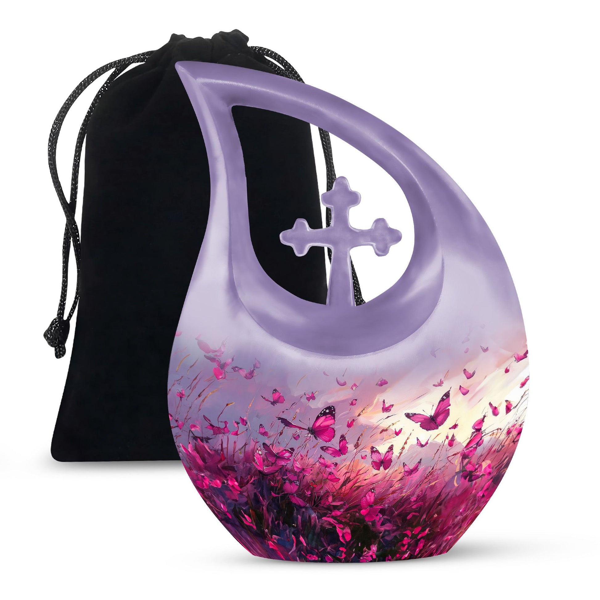 Pink Butterfly Memorial Urn