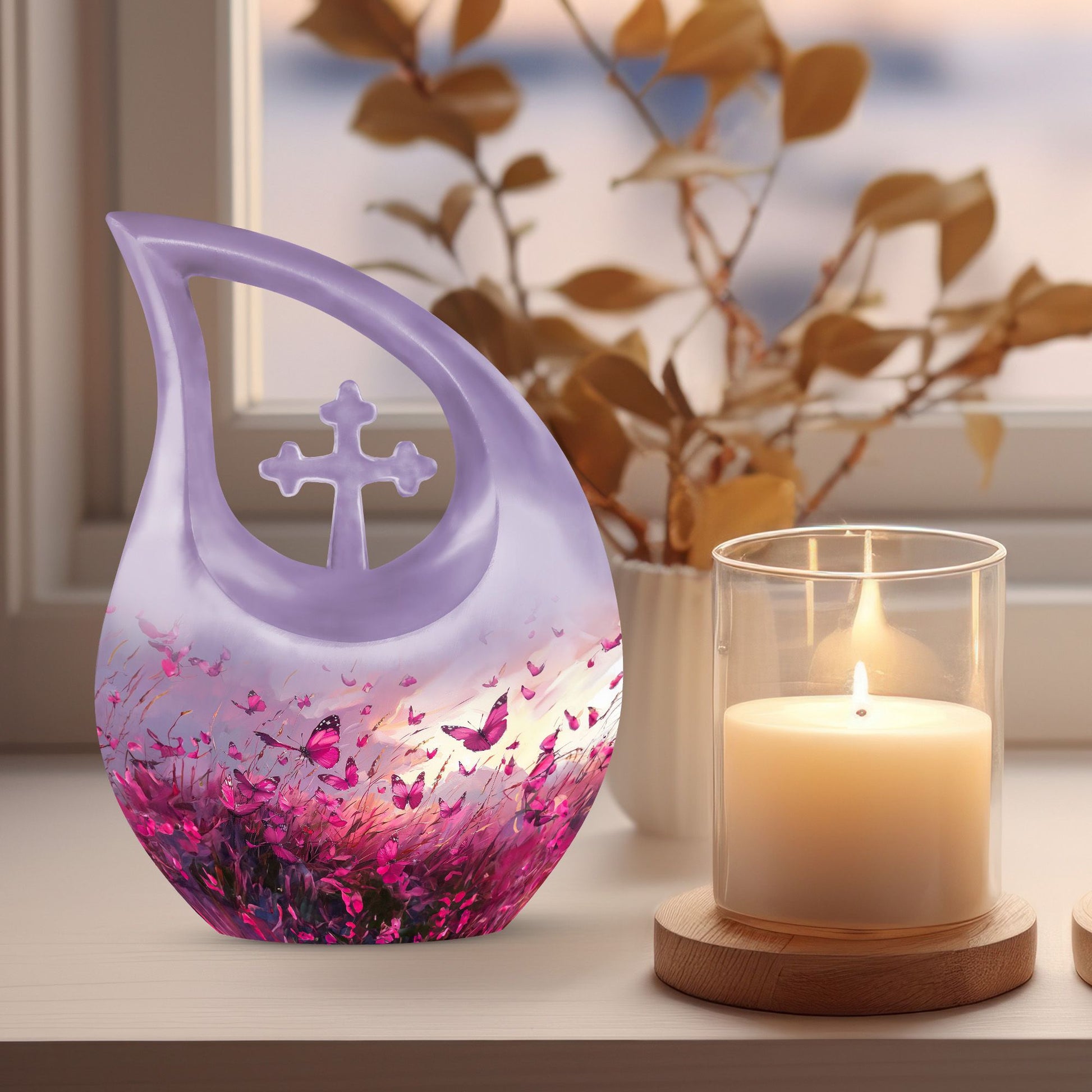 Pink Butterfly Memorial Urn