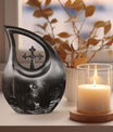 10 Inch Cross Drop Gramophone Urn Vase, Large Memorial 