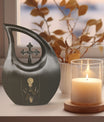 10 inch Tarot Urn with Cross Drop Design, Comes 