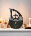 10 inch Tarot Urn with Cross Drop Design, Comes 