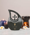 10 inch Tarot Urn with Cross Drop Design, Comes 
