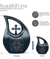 Zodiac themed 10-inch Cross Drop design Aluminum urn, 