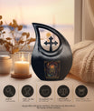 10-inch Zodiac-themed Cross Drop Design Funeral Urn,