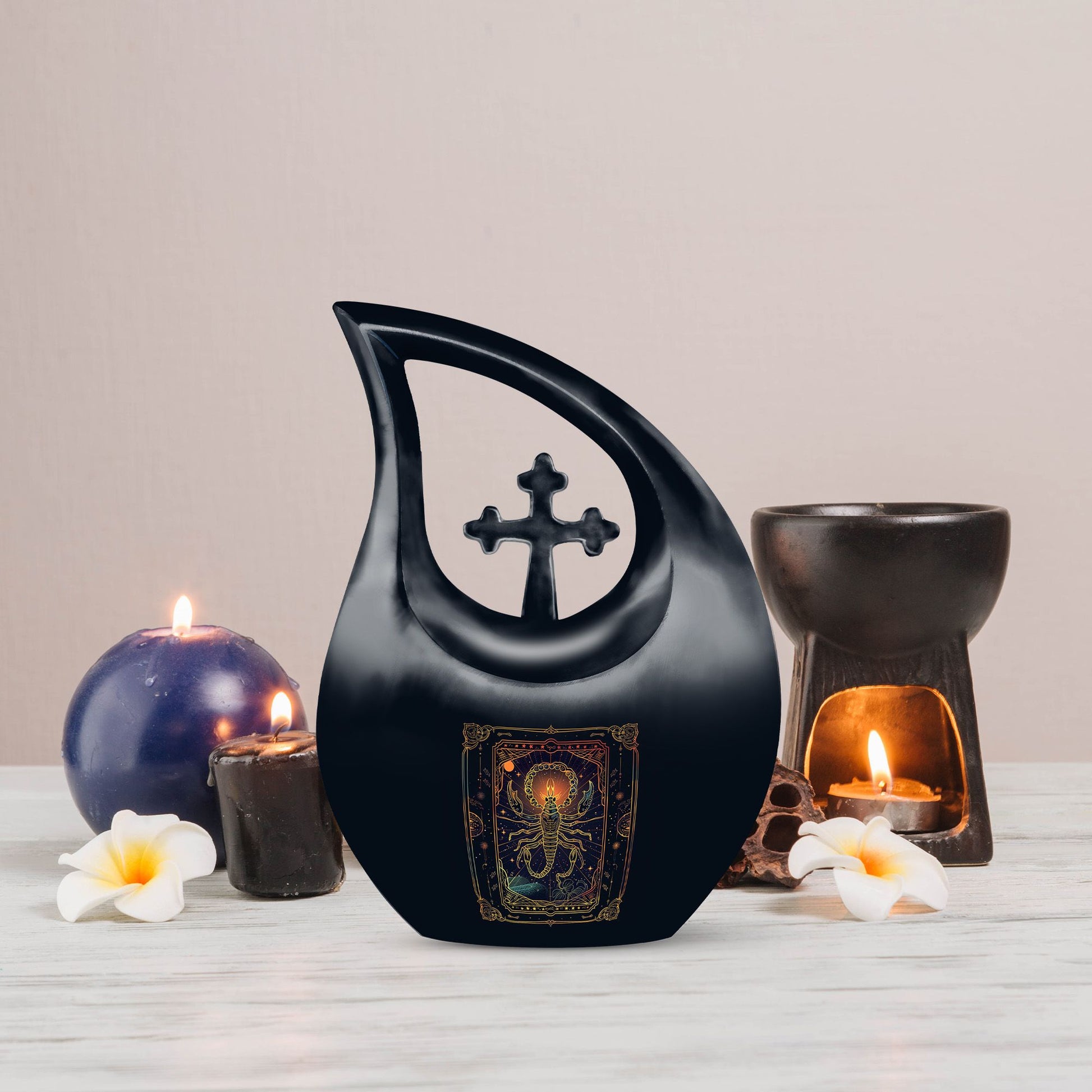 10-inch Zodiac-themed Cross Drop Design Funeral Urn,