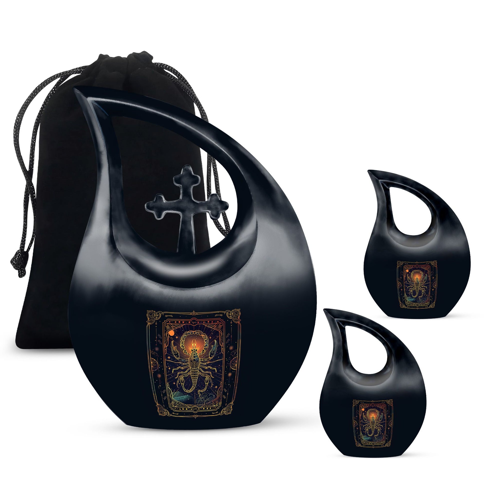 10-inch Zodiac-themed Cross Drop Design Funeral Urn,