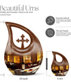 10-inch Wine themed cross drop design affordable cremation urn with personal engraving option