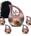 10 inch Lotus urn with a cross drop design for human remains, comes with a velvet pouch